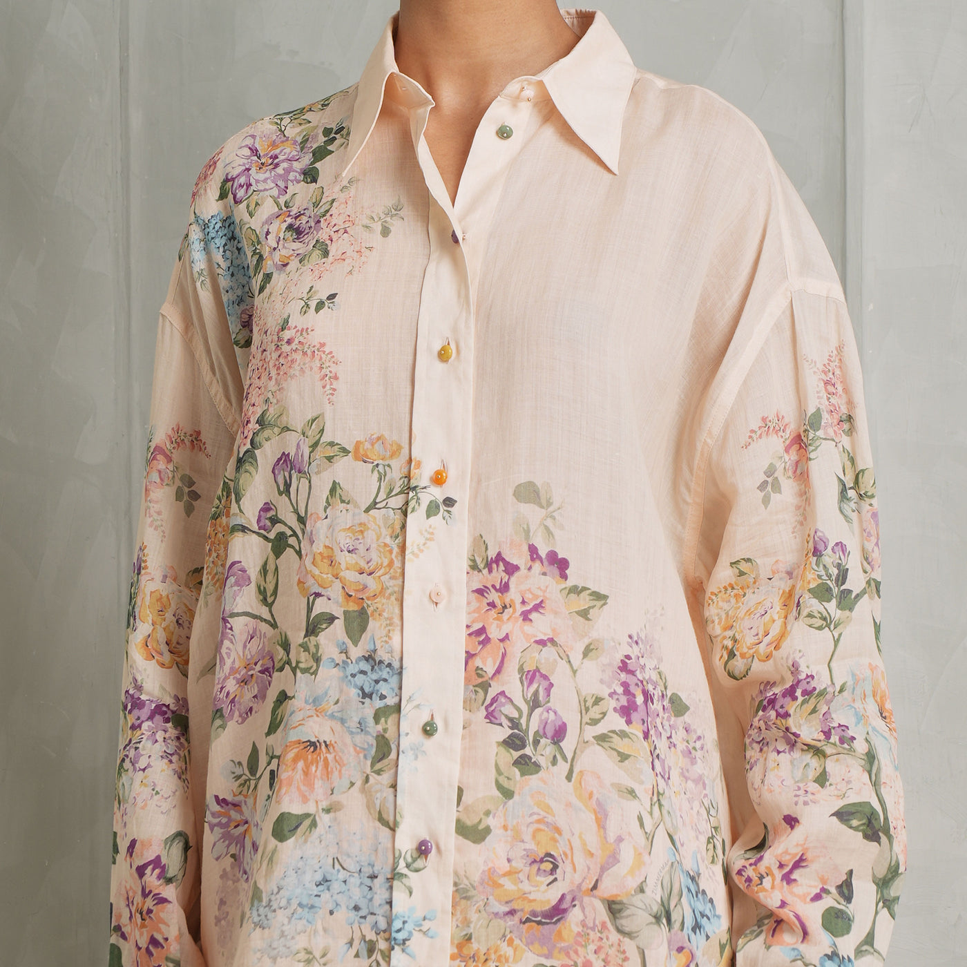 ZIMMERMANN floral pink cotton relaxed printed Halliday Shirt