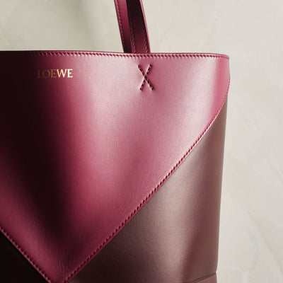 LOEWE Puzzle fold tote pink colour calfskin crimson burgandy