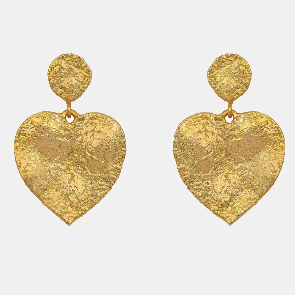 MNSH DESIGNS Gold Mini Crushed Heart Earrings