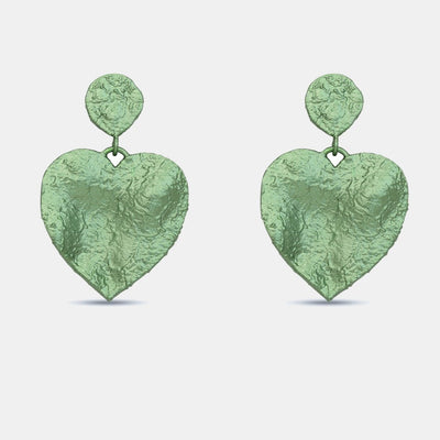 MNSH DESIGNS Green Mini Crushed Heart Earrings