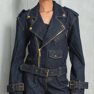 Zimmermann Dark Blue Denim Biker Jacket