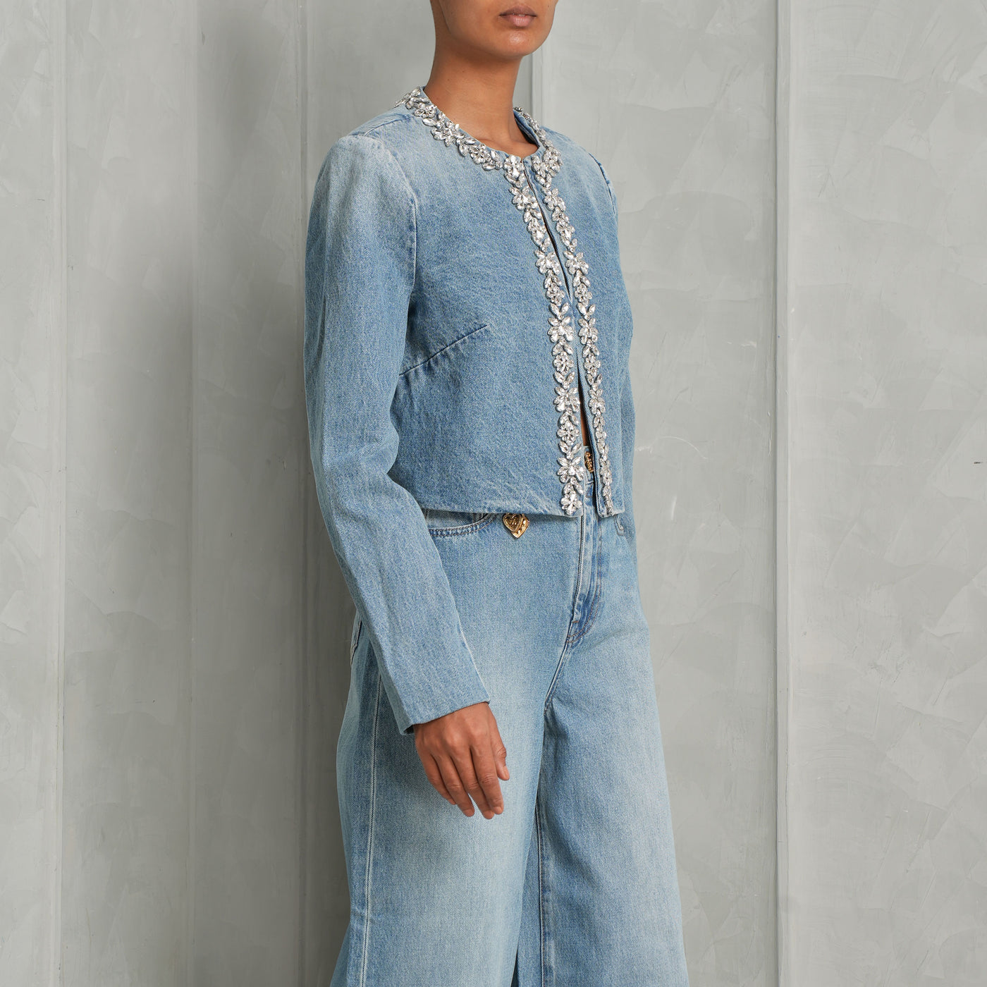 Zimmermann Light Blue Embellished Denim Jacket