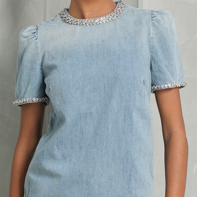 Zimmermann Crush Embellished Denim Top for Women