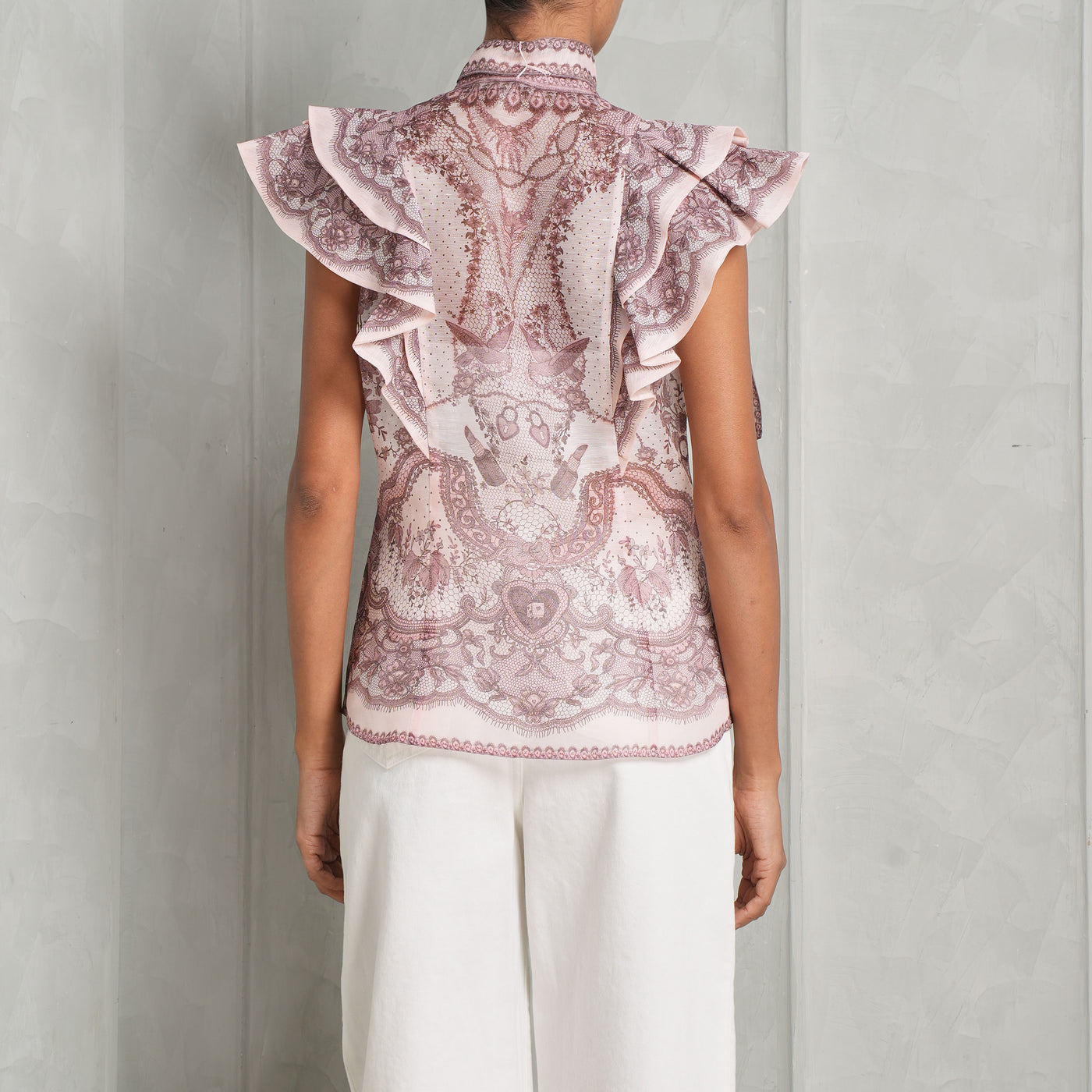 Zimmermann Pink Frilled Fitted Blouse for Women