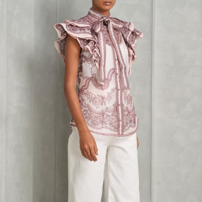 Zimmermann Pink Crush Frilled Fitted Blouse