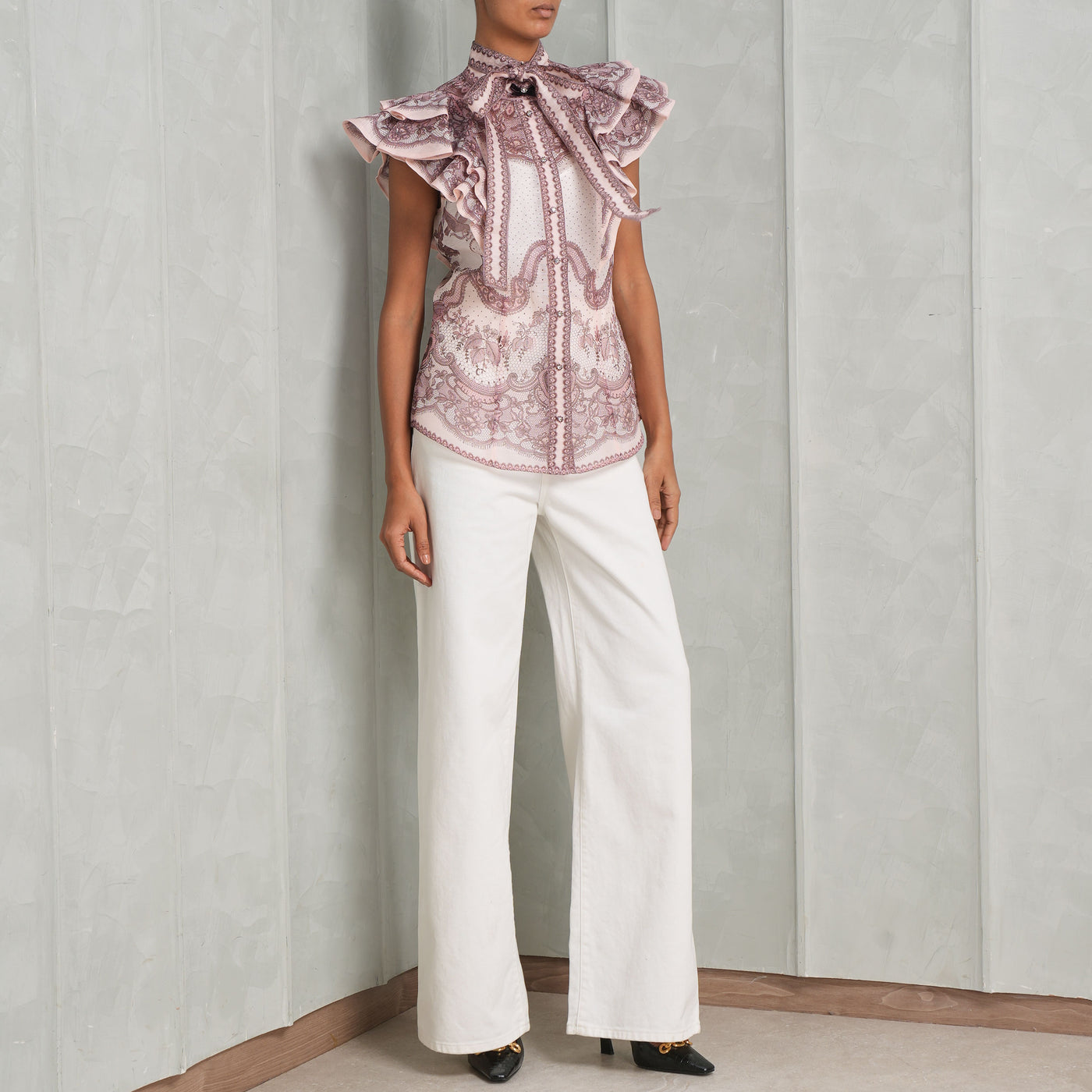 Zimmermann Crush Frilled Fitted Blouse