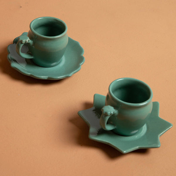 ceramic cup set green color