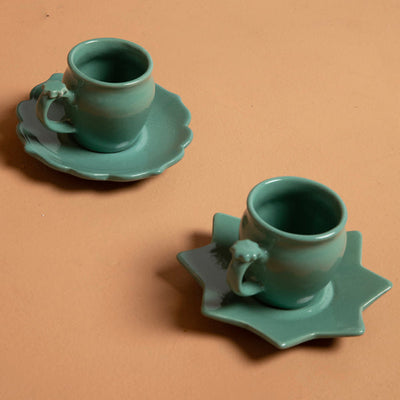 ceramic cup set green color
