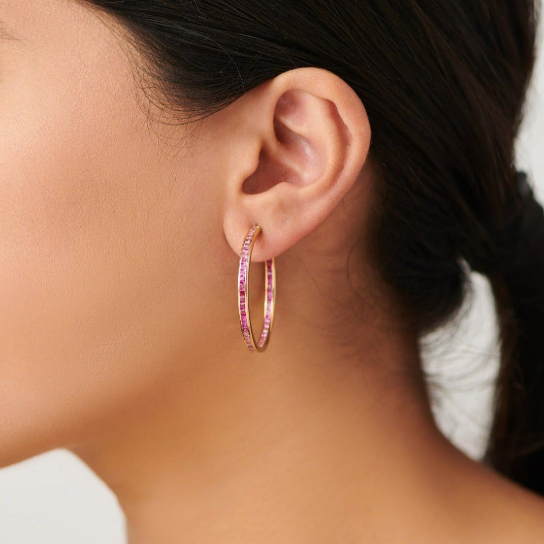 THE LINE Ombre Ruby Oversized Hoops