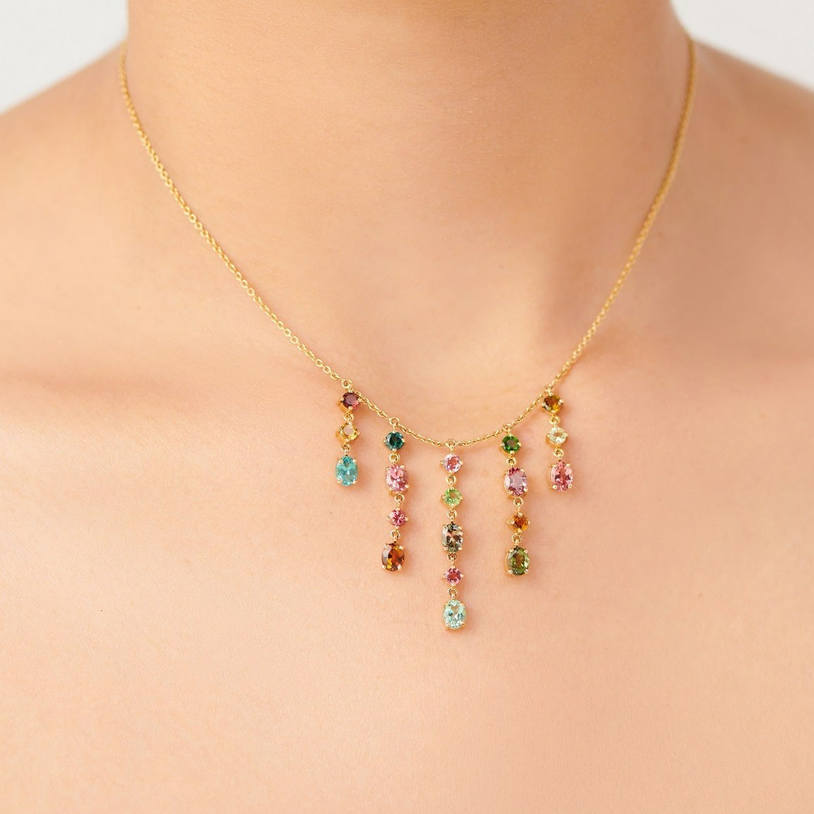 THE LINE Waterfall Necklace with Tourmalines