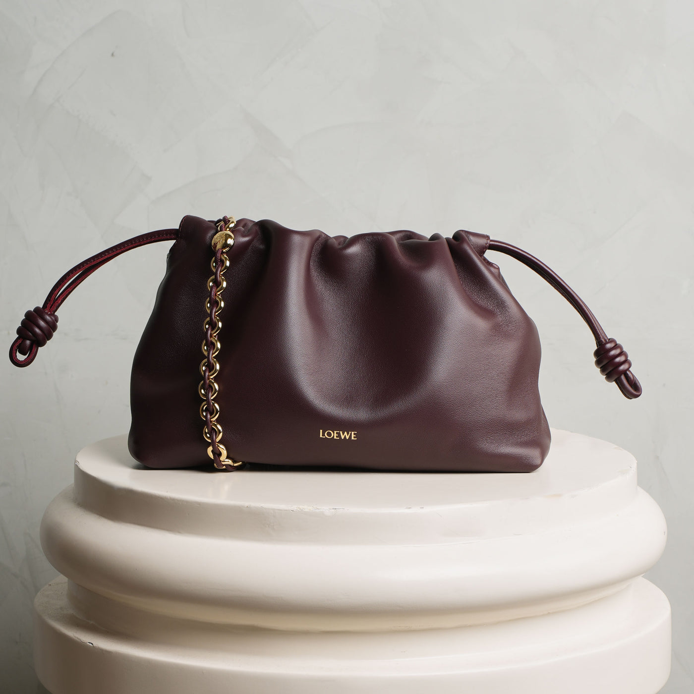 LOEWE Flamenco mini purse dark burgandy brown luxury