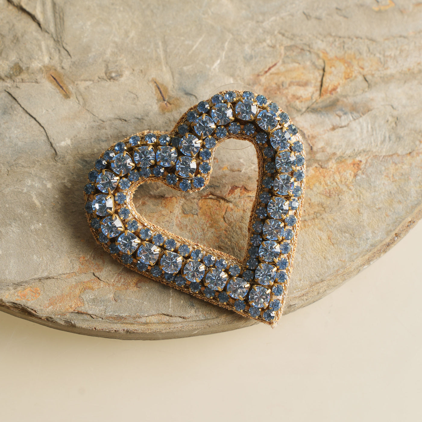 DEEPA GURNANI bia earrings blue glass heart crystals