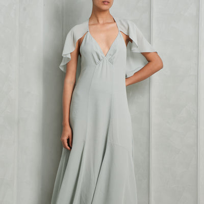 Chloé Cape Panelled Midi Dress V-neckline