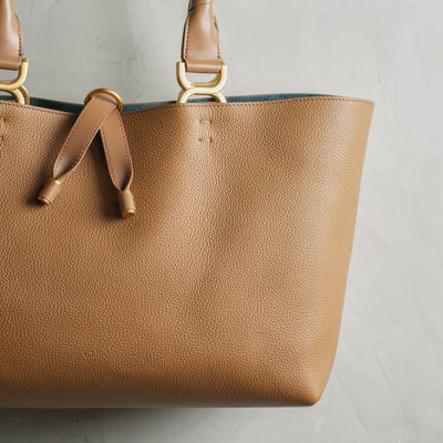 CHLOÉ  marcie brown leather small tote bag