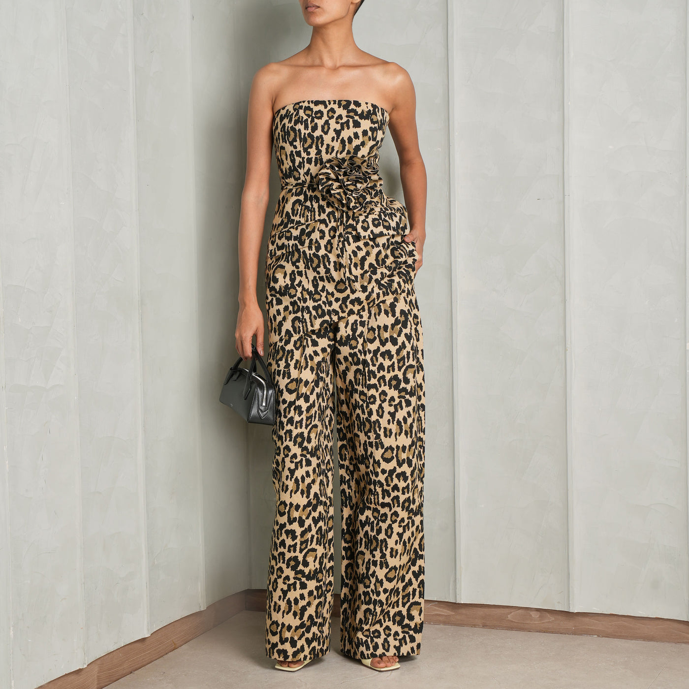 Jacquard Wide-Leg Jeans Leopard Print