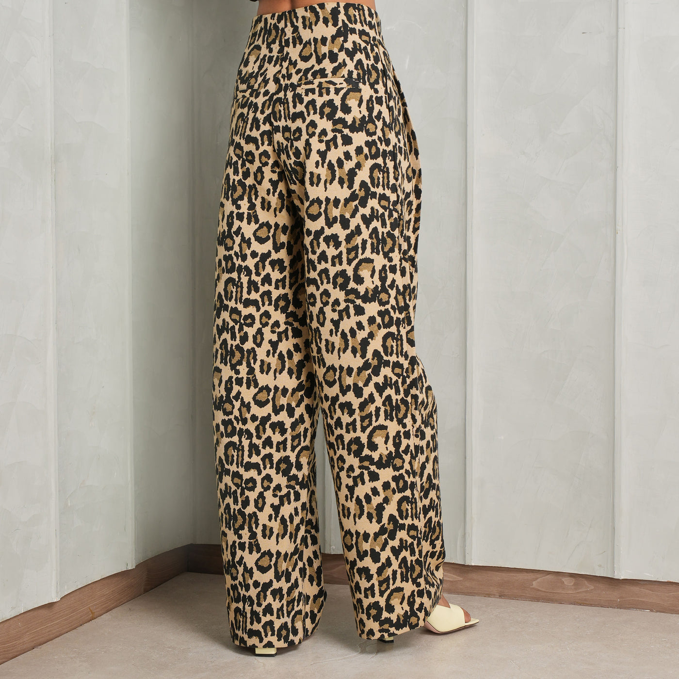Jacquard Wide-Leg Jeans Leopard Print