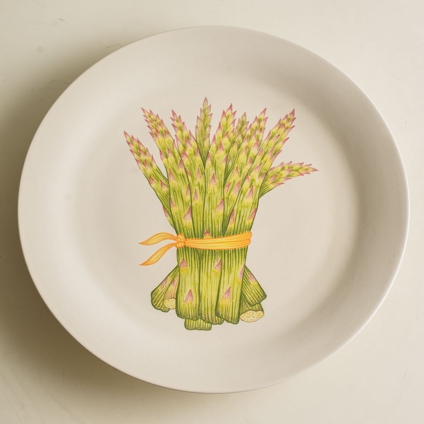 KHANOOM dinner plate asparagus asparagus print with a white background