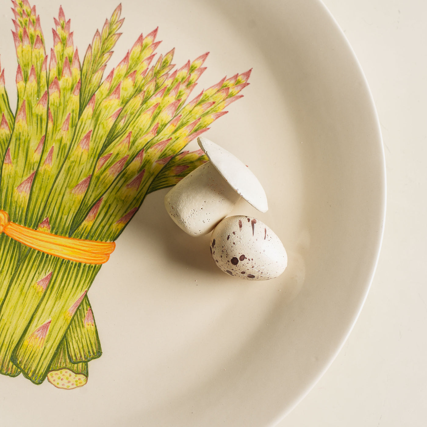 KHANOOM dinner plate asparagus asparagus print with a white background