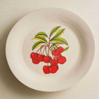 KHANOOM dinner plate cherry deep red cherry print soothing white backdrop