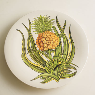 KHANOOM dinner plate pineapple  pineapple print with crisp white background