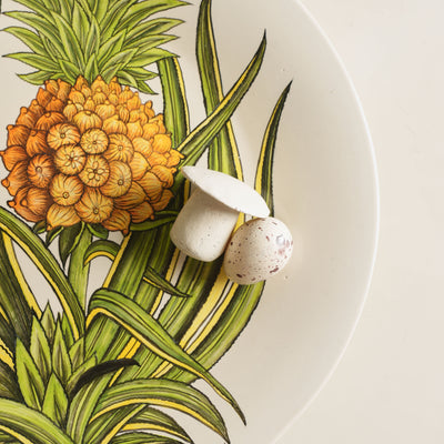 KHANOOM dinner plate pineapple  pineapple print with crisp white background