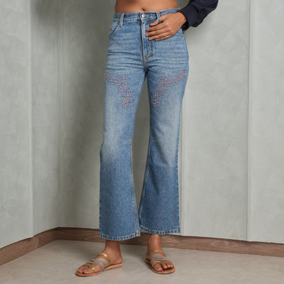 CHLOE Cropped Bootcut Denims blue bootcut jeans