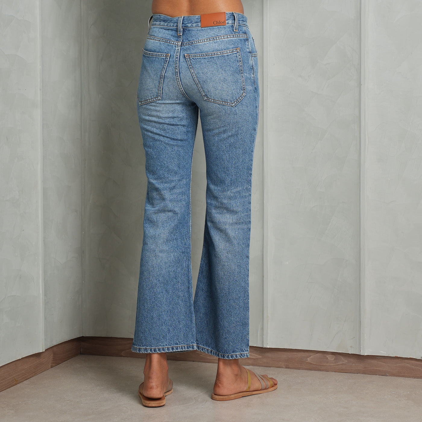 CHLOE Cropped Bootcut Denims blue bootcut denims 