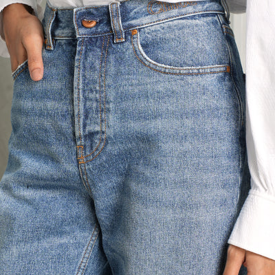 CHLOÉ blue denim Masaya Cropped Straight mid rise Jeans