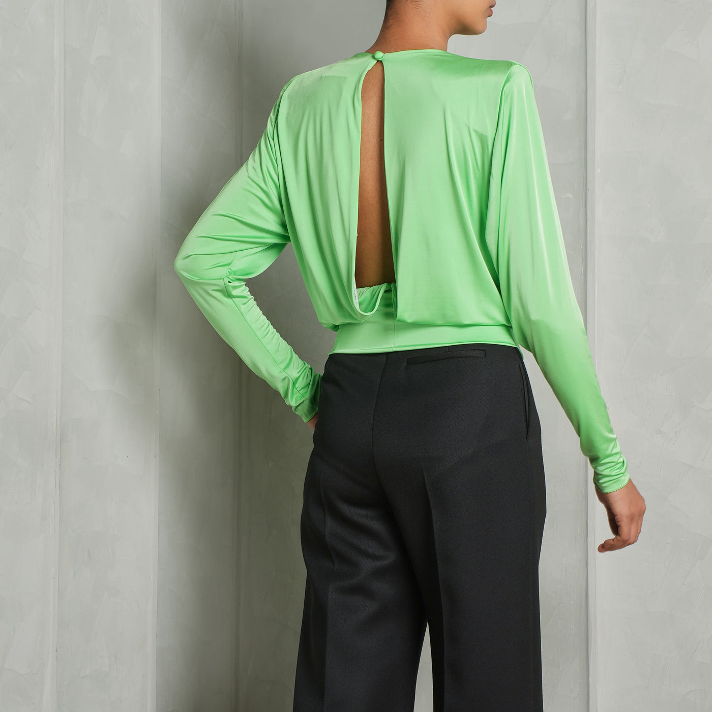 ALEXANDRE VAUTHIER green full sleeve shoulder pad top