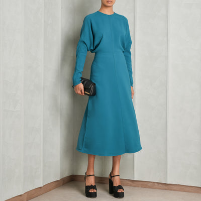 VICTORIA BECKHAM blue midi longsleeve dolman dress