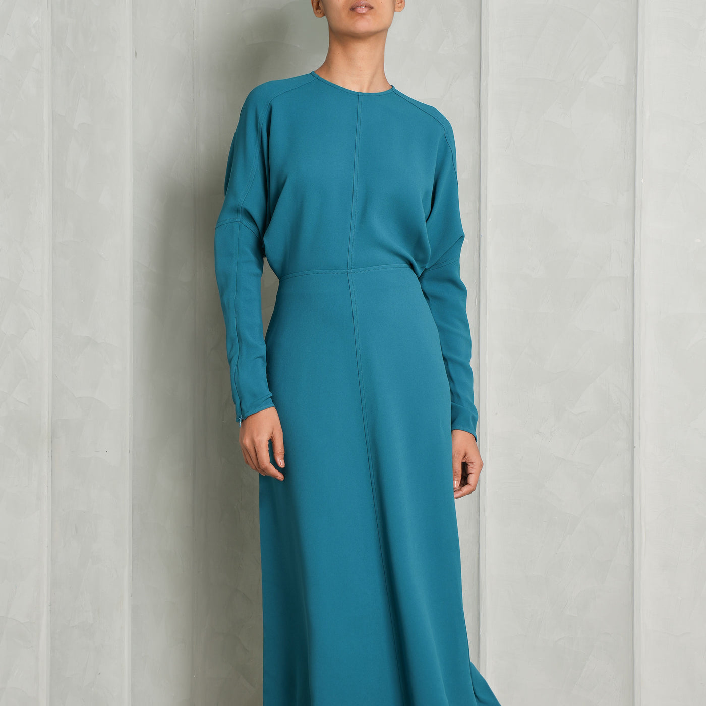 VICTORIA BECKHAM blue midi longsleeve dolman dress