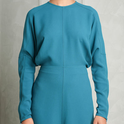 VICTORIA BECKHAM blue midi longsleeve dolman dress