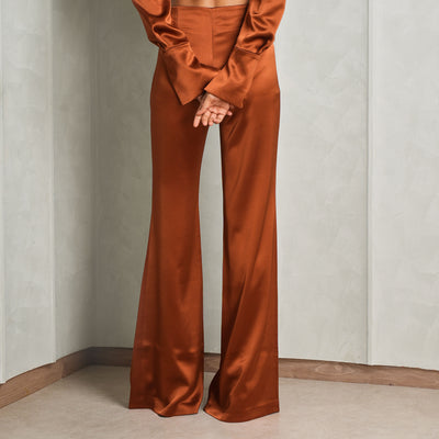 GALVAN Atruvia trousers bronze hued satin pants