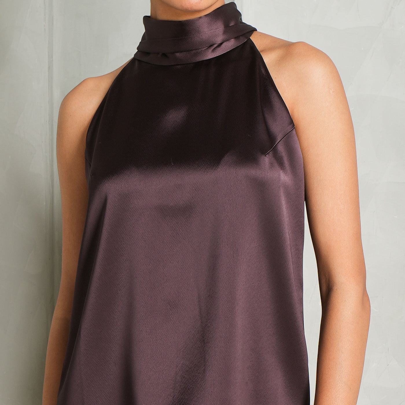 GALVAN sienna top brown neck hemline