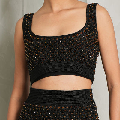 GALVAN Vento bralette top black shimmer sleeveless 