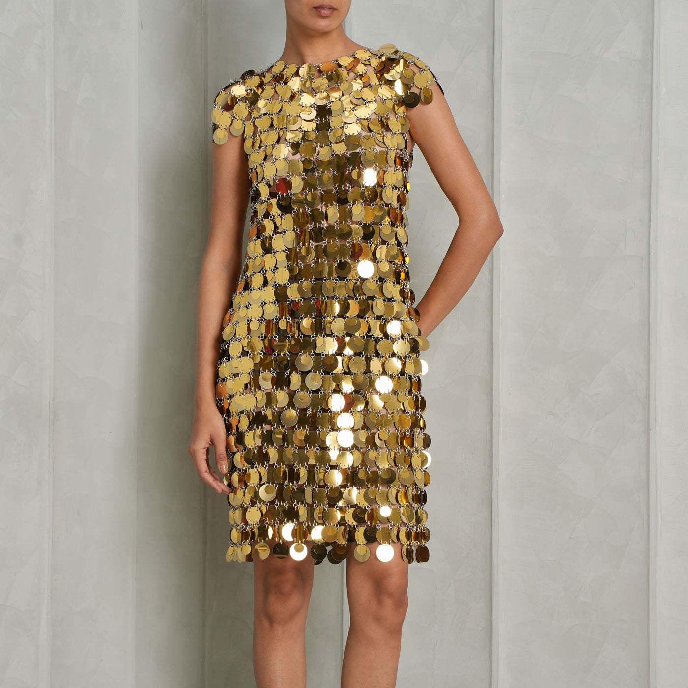 Rabanne Half Sleeve Sparkle Dress