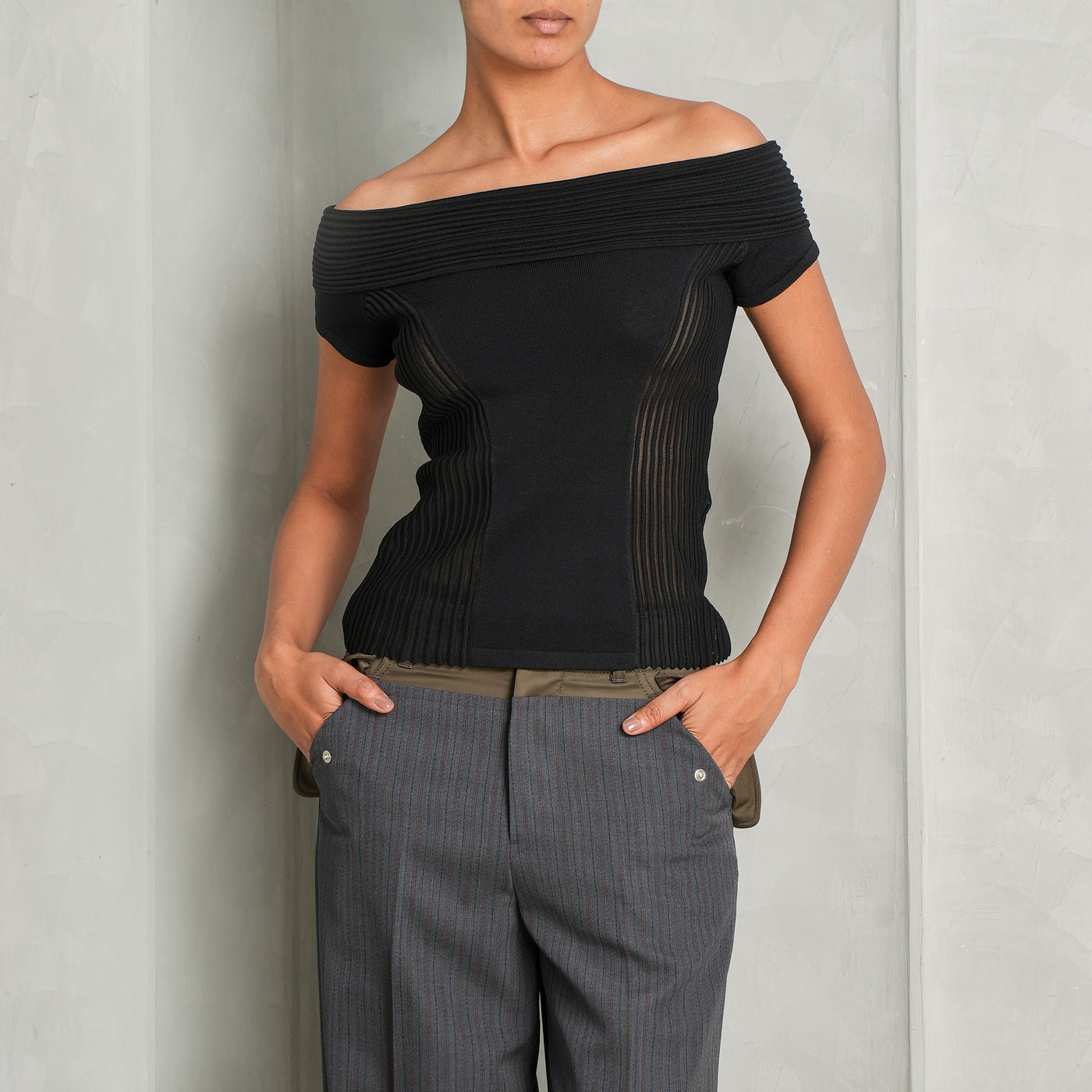 Knitted Off Shoulder Top