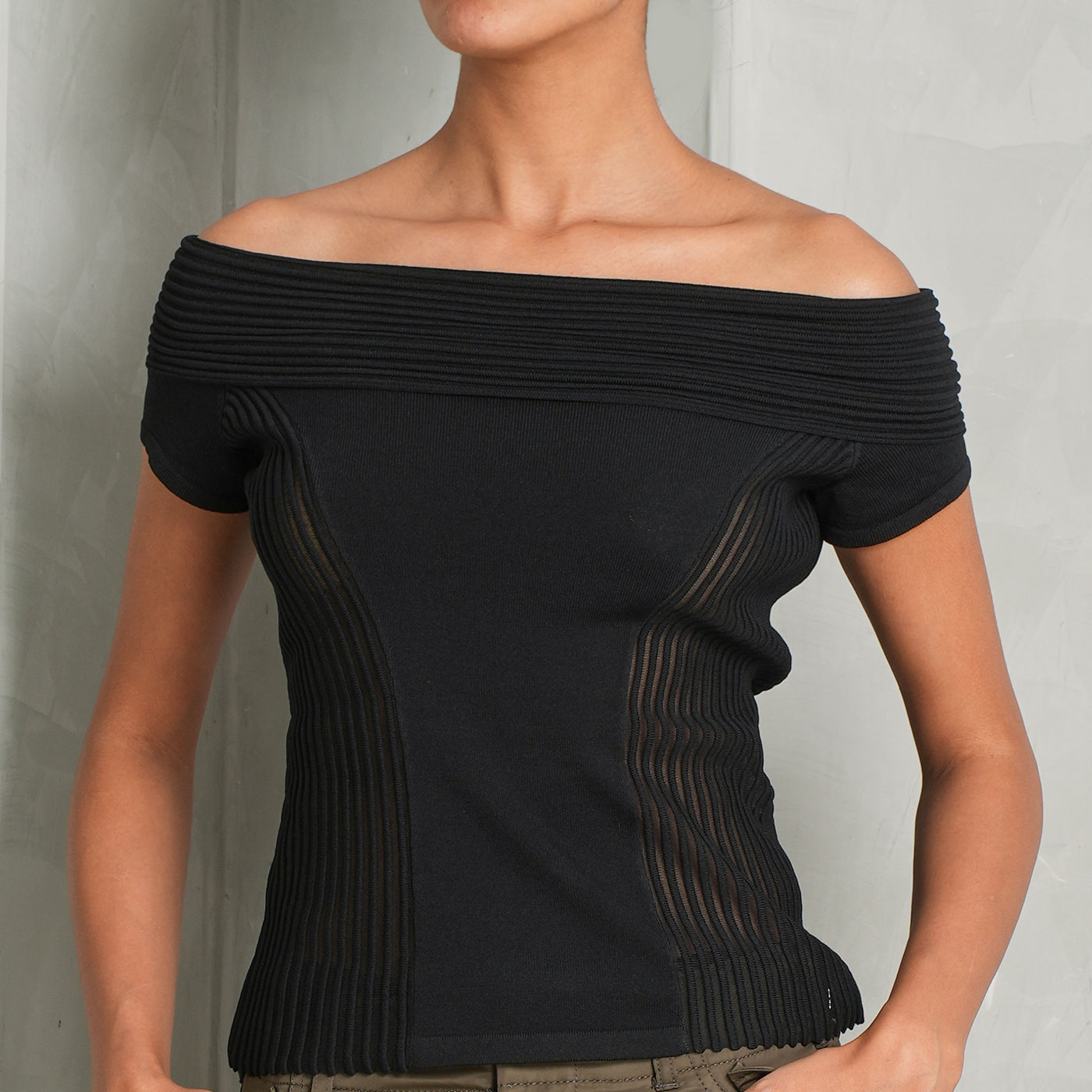 Knitted Off Shoulder Top