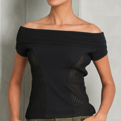 Knitted Off Shoulder Top