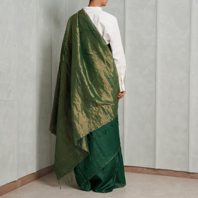 Studio Medium Green Metallic Silk Sari