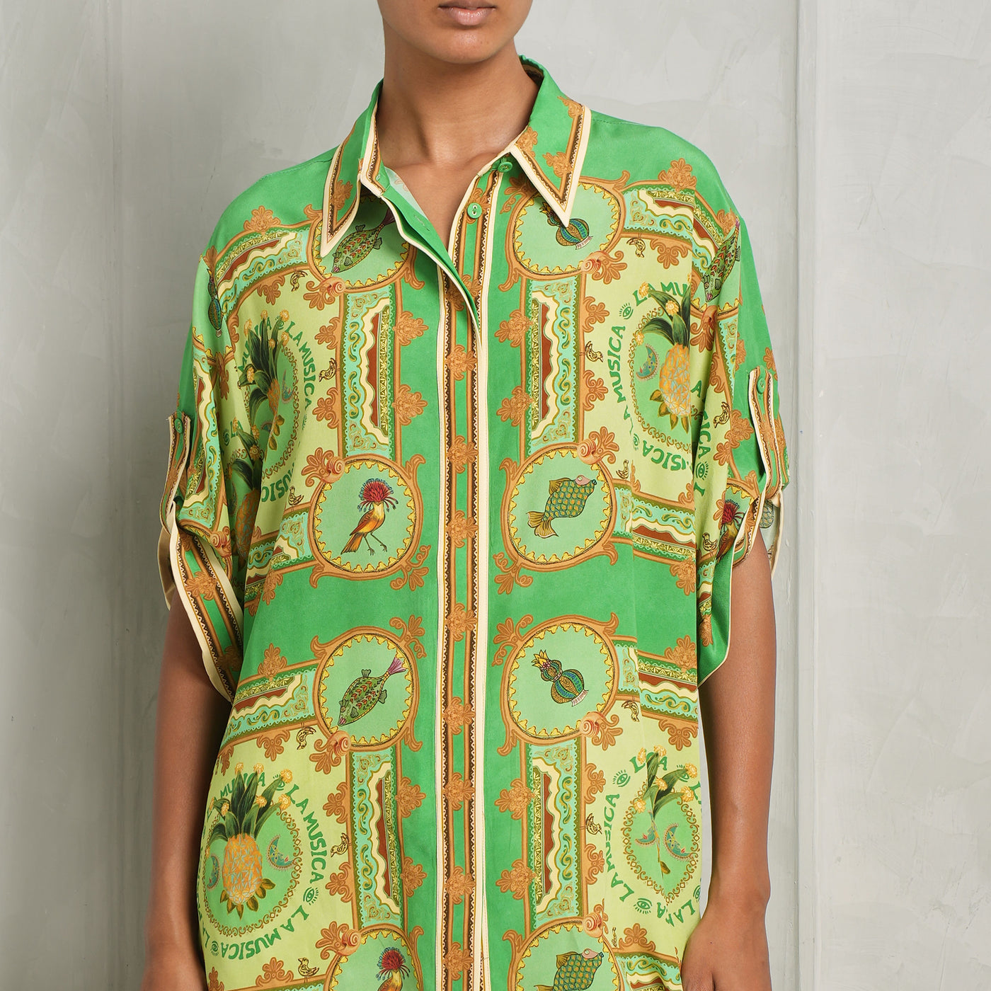 Alemais Green La Musica Silk Shirt