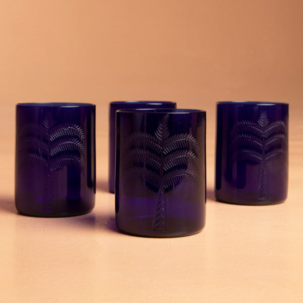 Ecru Cobalt Palm Tumbler