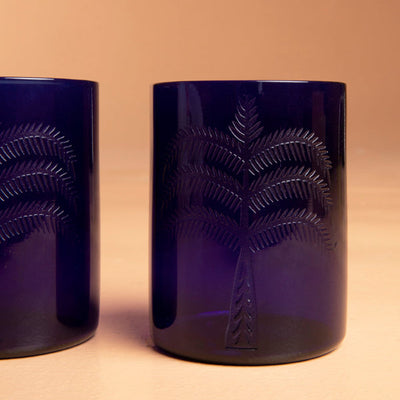 Ecru Blue Cobalt Palm Tumbler