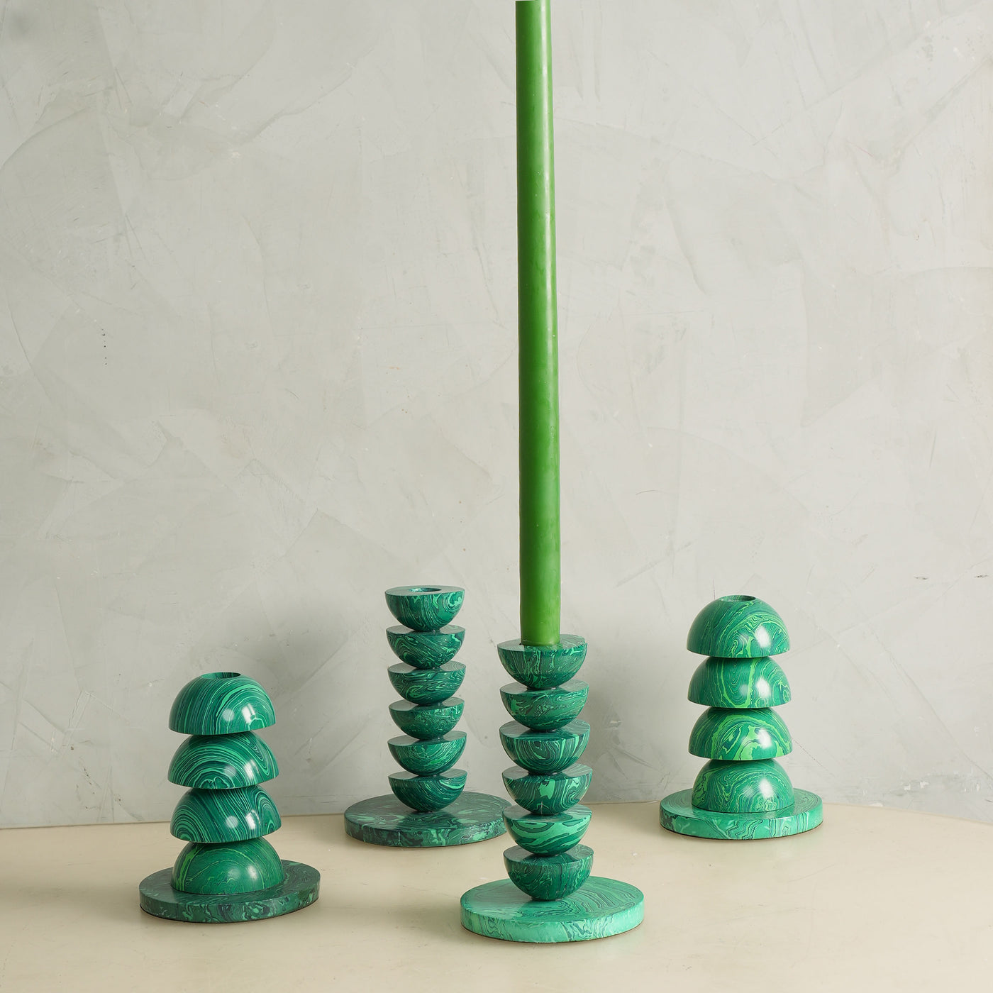 Half Ball Green Candle Stand