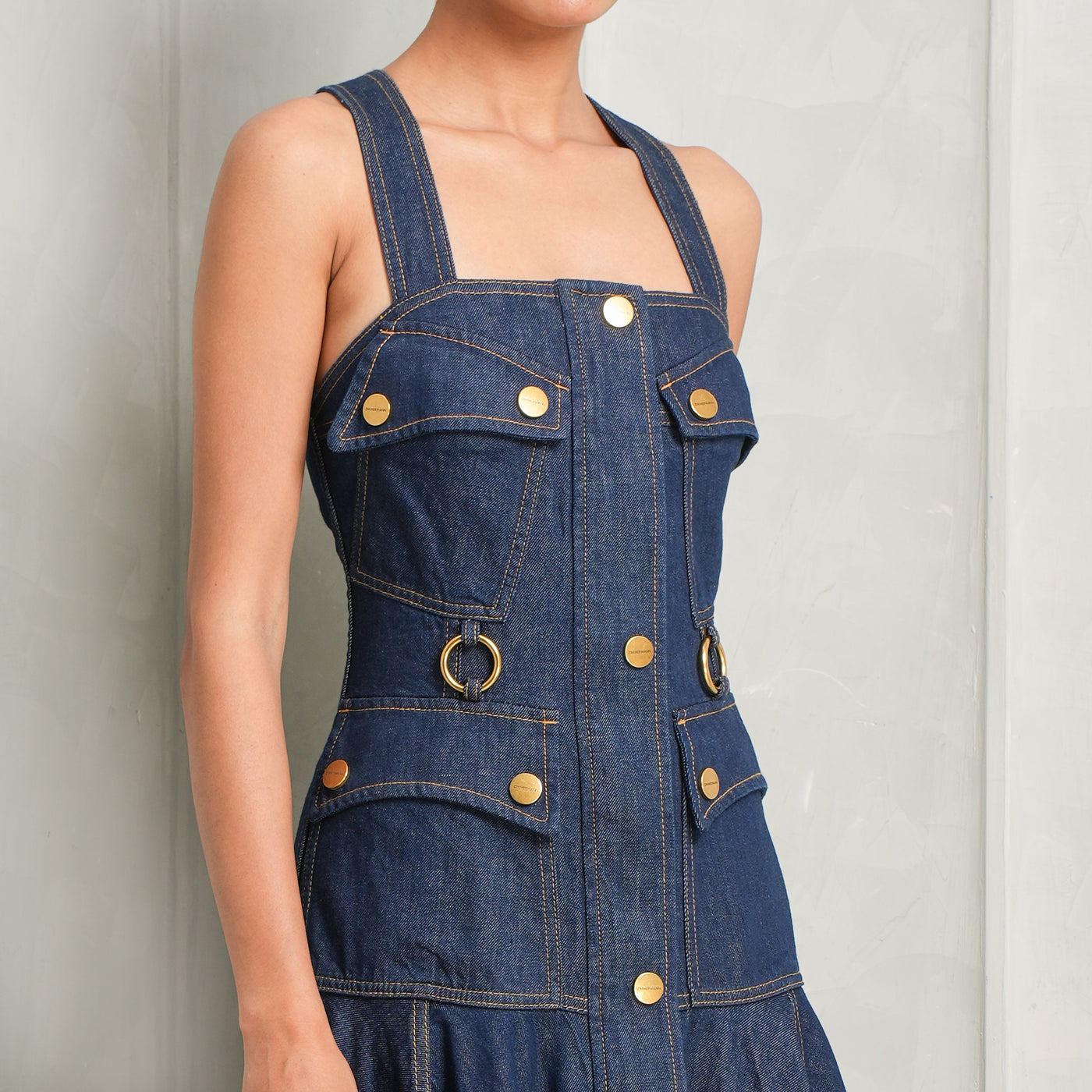 zimmermann utility midi dress ZIMMERMANN Luna Drill Utility Midi Dress | Mustard