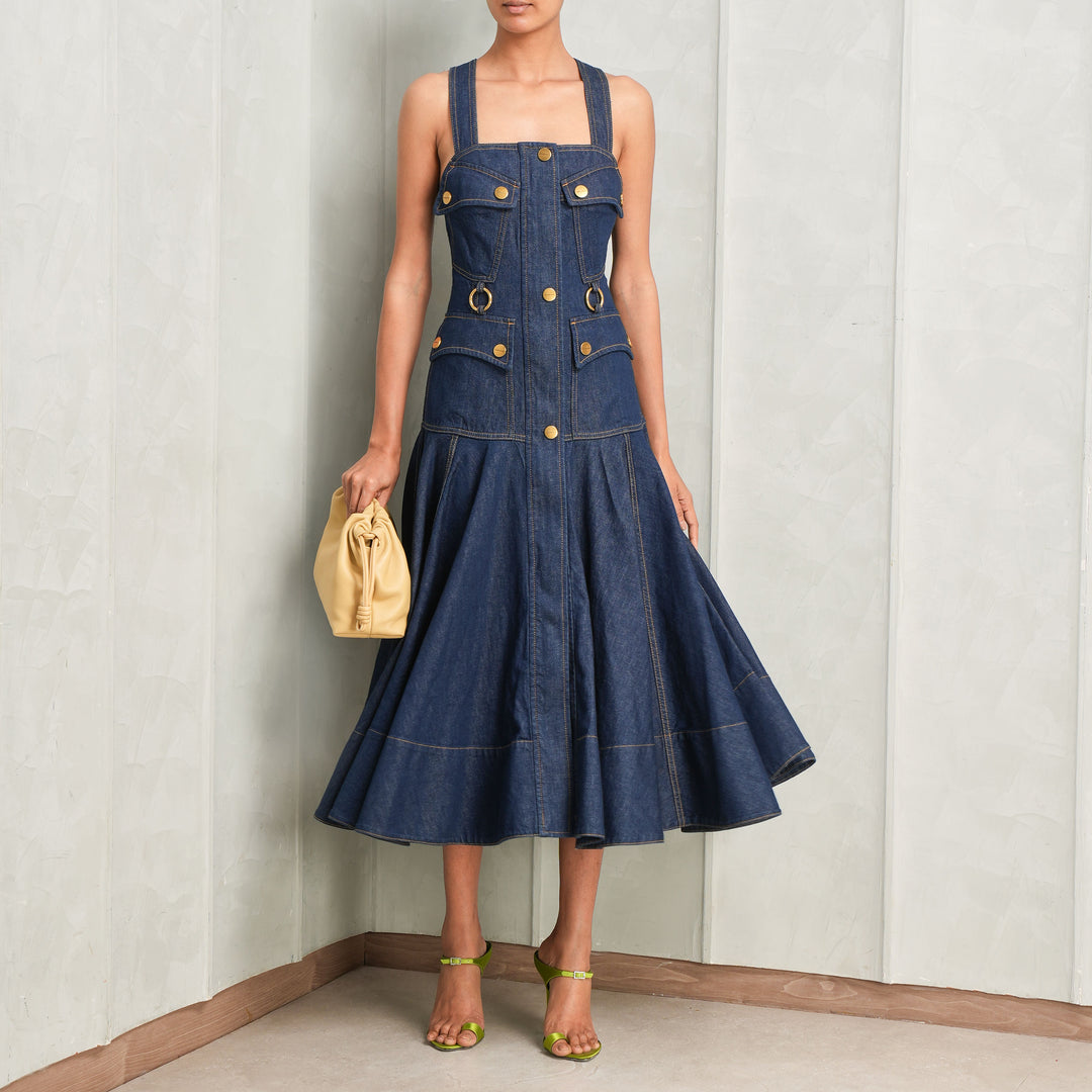 zimmermann utility midi dress Luna Denim Utility Midi Dress | Le Mill