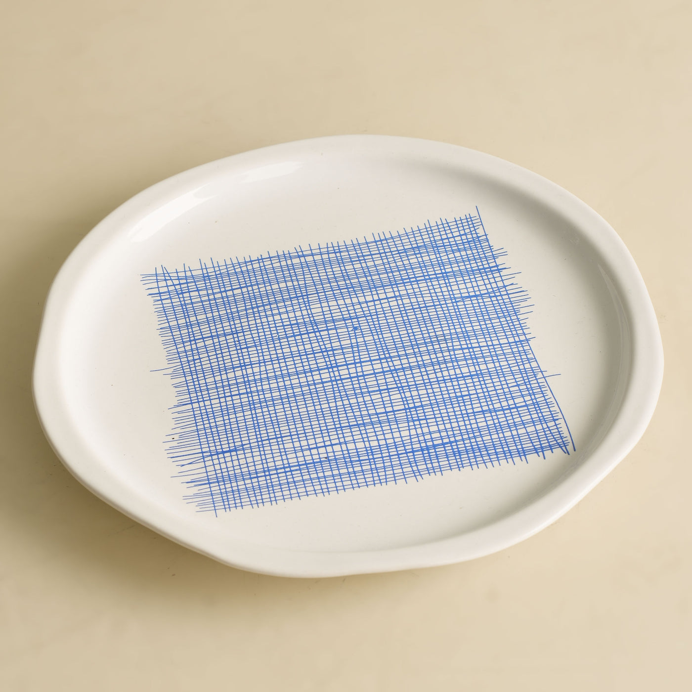 Blue Line Scribble Holiday Plate