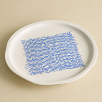 Blue Line Scribble Holiday Plate