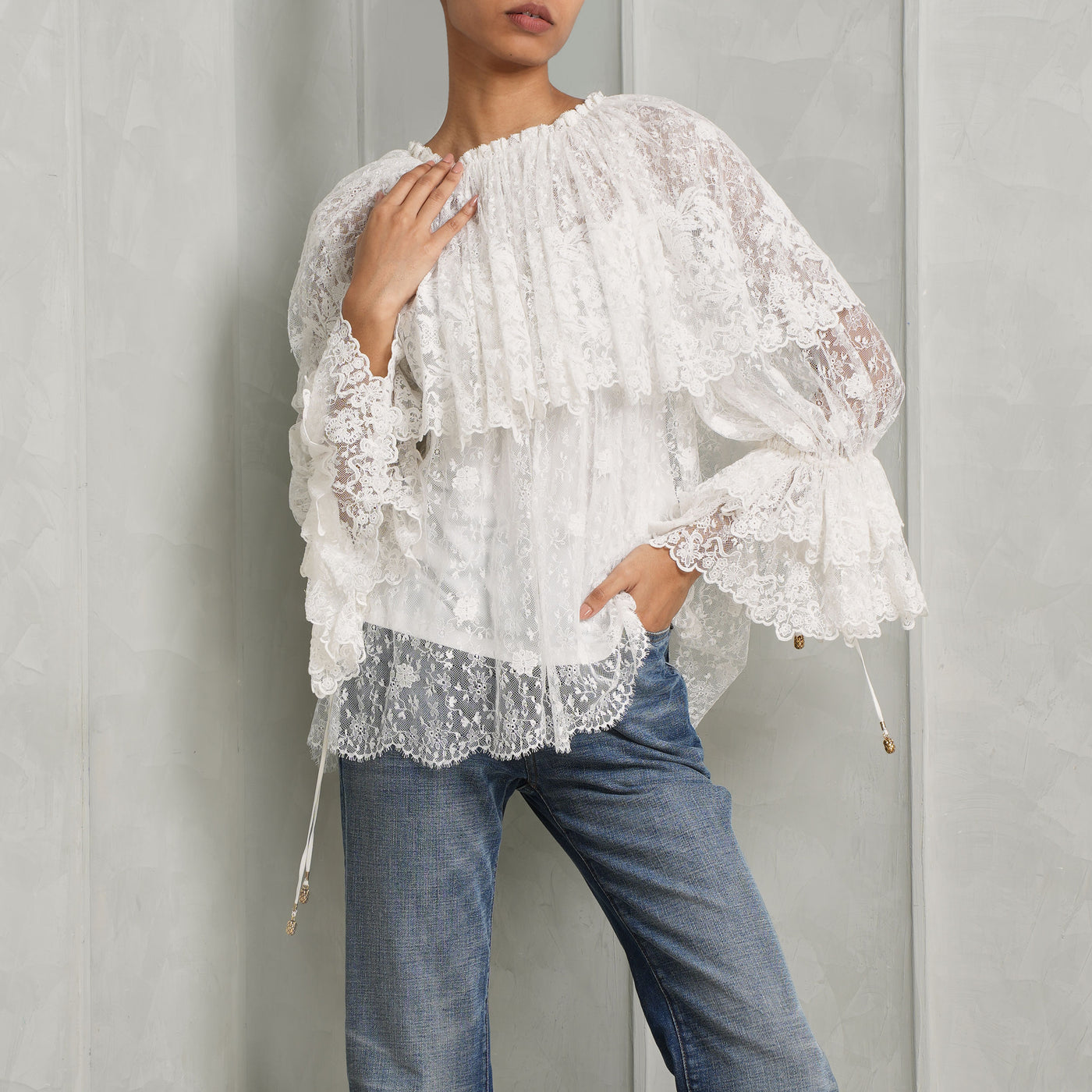 Gathered Lace Top