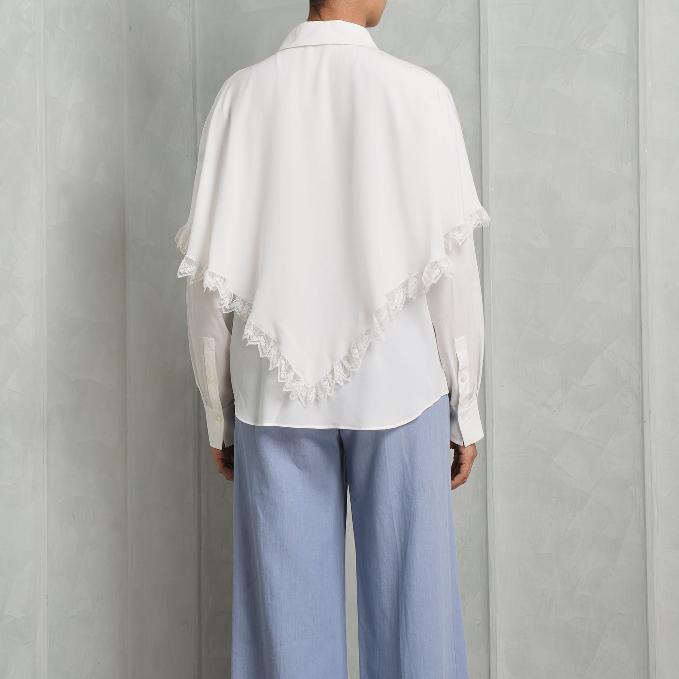 Chloé Cape Overlay Silk Blouse Overlapping Cape